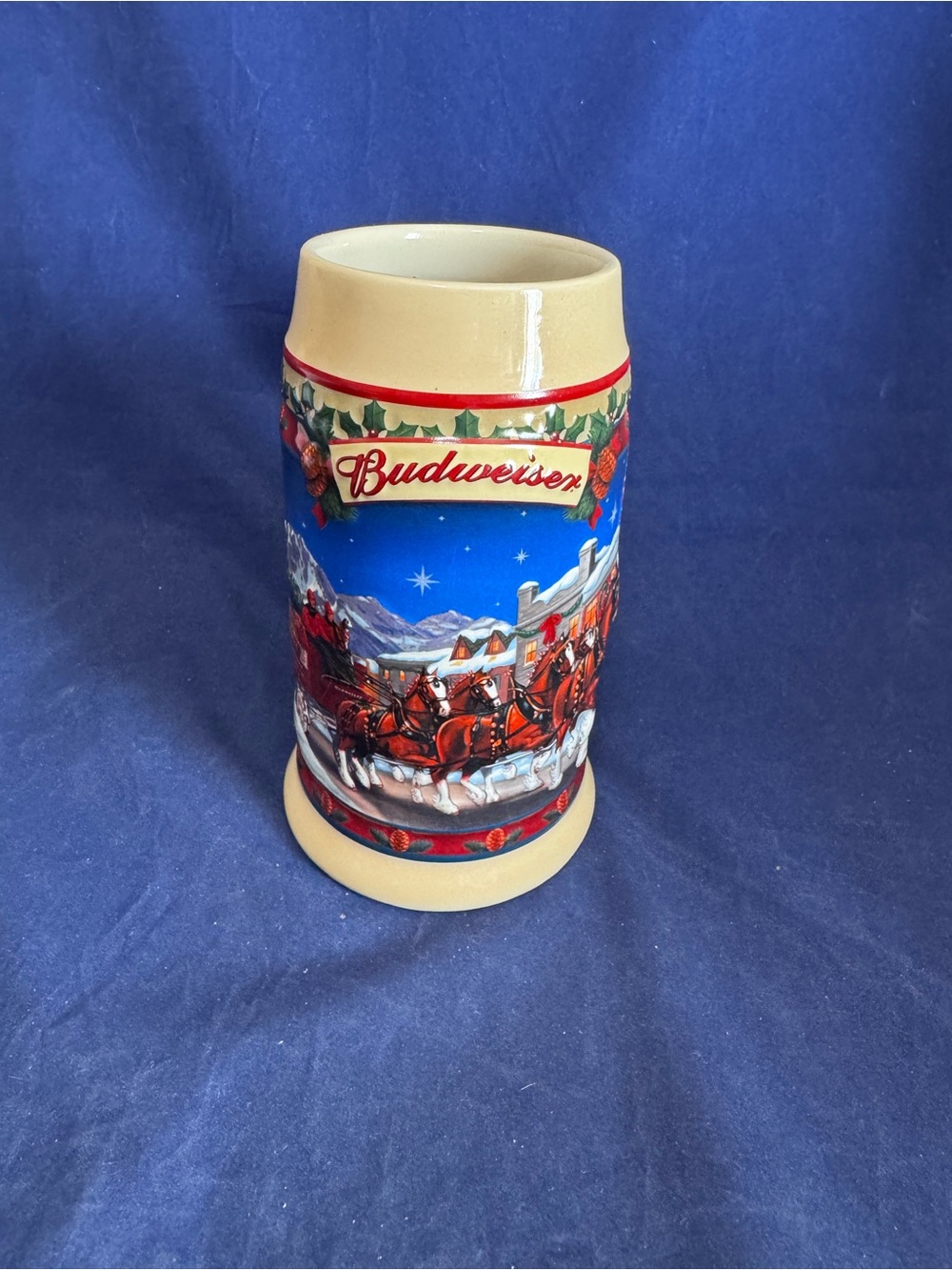 Budweiser Old Town Holiday Beer Stein 2003 Holiday Christmas Great Condition
